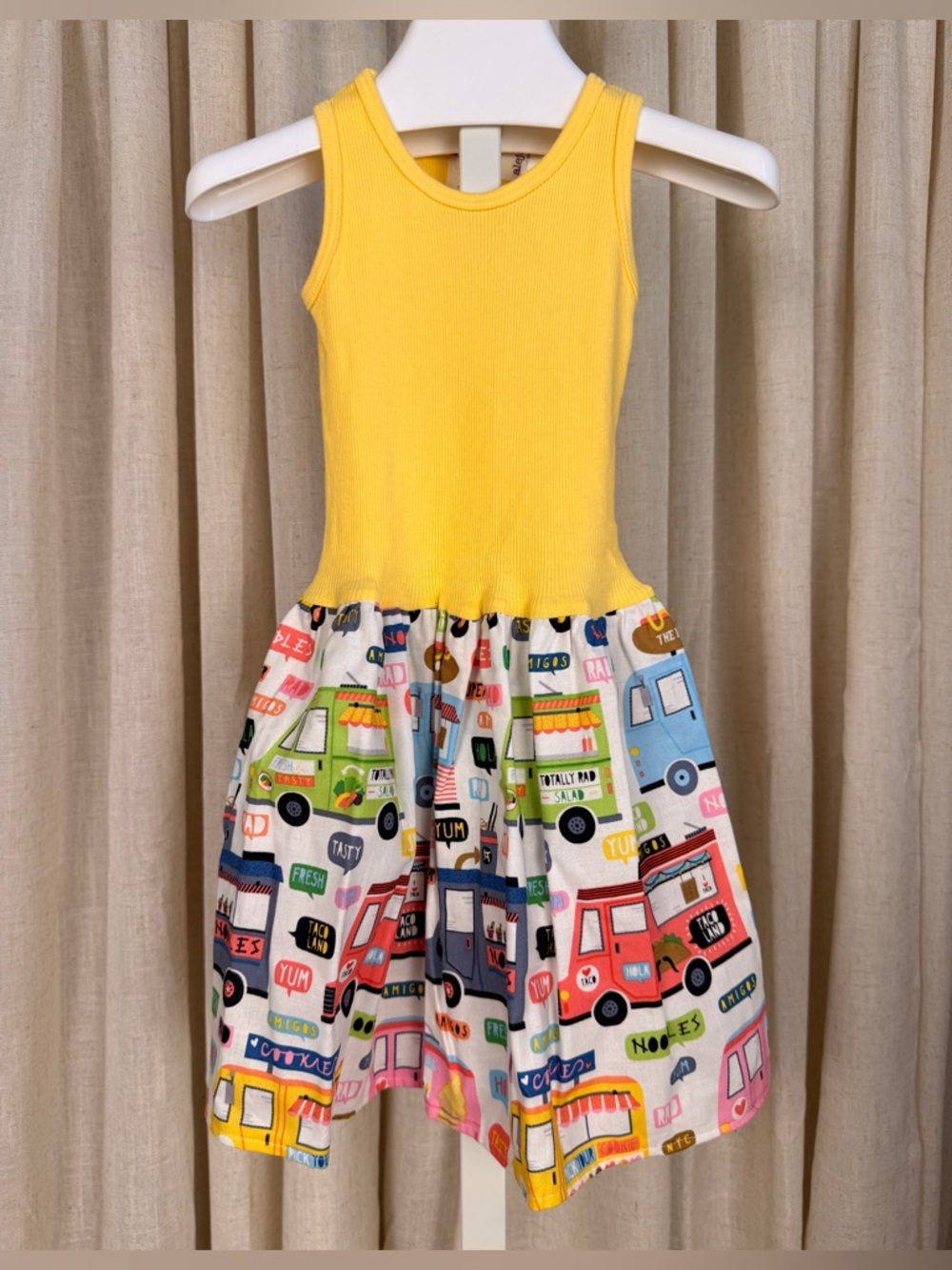 Alejandra Kearl Yellow Tank with *Colorful Food Truck* Print Tank Dress NWT 2T